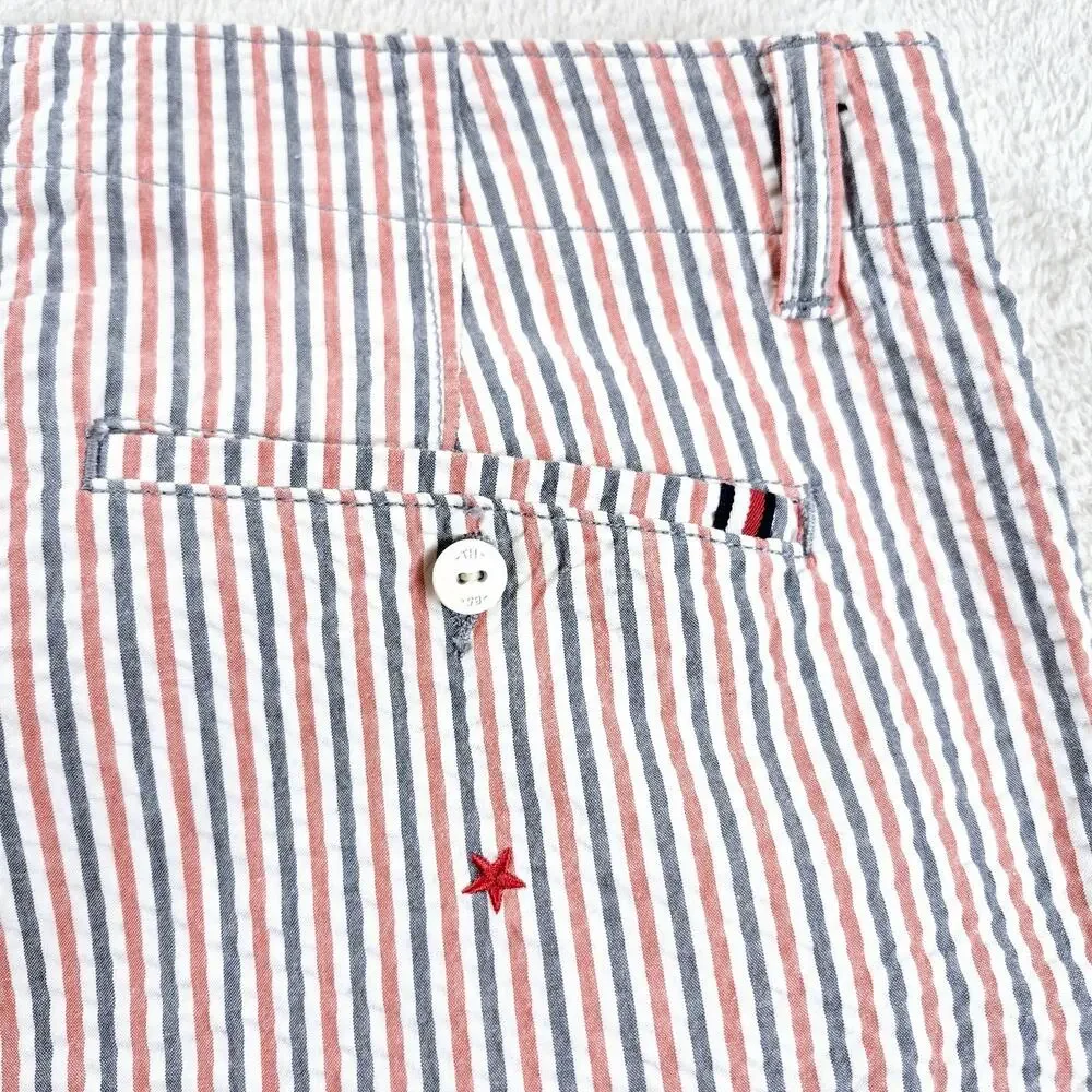 Tommy Hilfiger Red White Blue Stars & Stripes Seersucker Cotton Shorts Men's 36